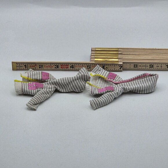 Two Vintage Mattel Barbie Ken Doll Hoodie Set Gray White Striped #59 - Picture 5 of 5